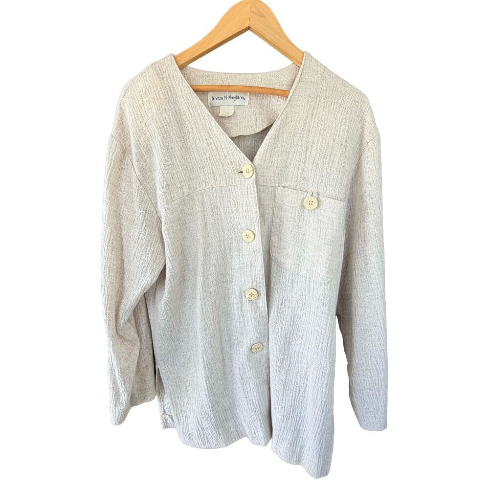 Norton McNaughton Vintage Linen Blend Cardigan 90s Coastal Grandma Size 10